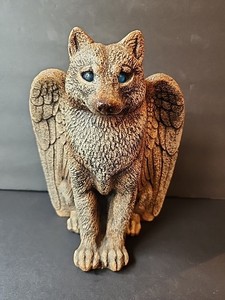 Windstone Editions Winged Spirit Wolf Candle Lamp Statue Pena Gargoyle READ