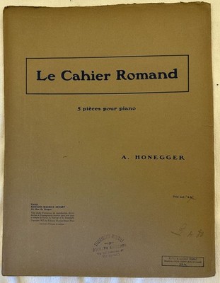 Le Cahier Romand 5 Pieces Pour Piano Arthur Honegger 1923 Piano