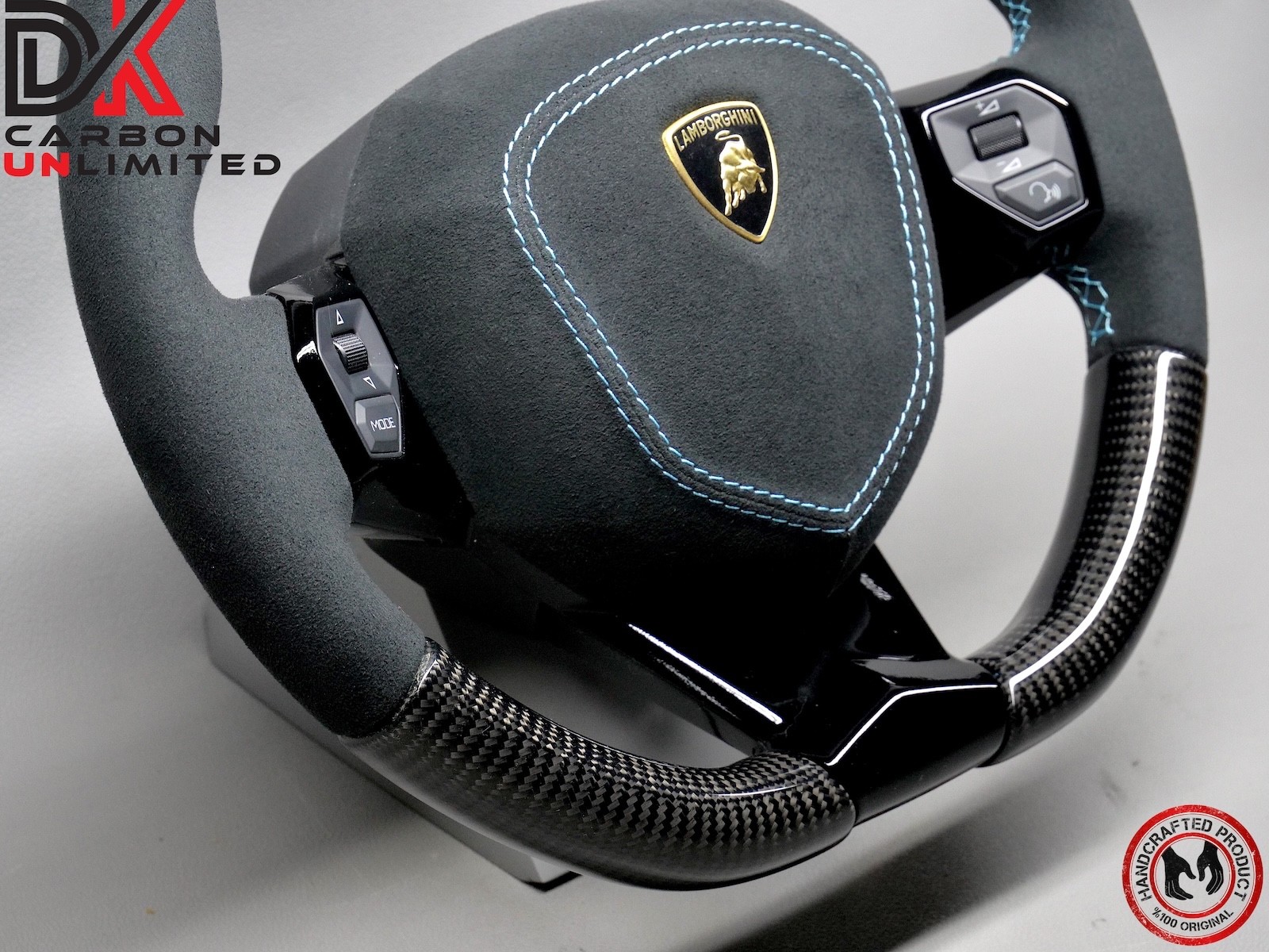 Lamborghini Aventador SVJ LP750 Miami Blue Alcantara Carbon Steering Wheel v4
