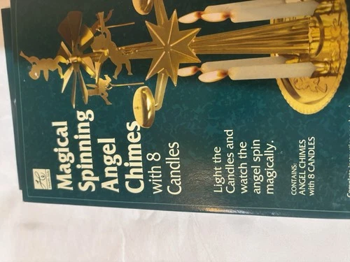 Vintage Hearth-Side Magical Spinning Angel Chimes Christmas Carousel w 8 Candles image 5