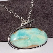 Outstanding Hememorphite 925 Silver Plated Gemstone Necklace 17" JW