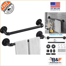 21-Inch Iron Pipe Towel Holder - Heavy-Duty Rustic 2 Pack for Stylish Bathrooms