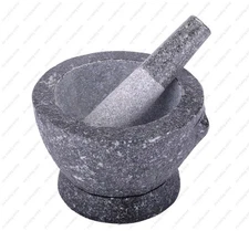 M.V. Trading Kruk Thai Stone Mortar and Pestle, 2+ Cup Capacity, 7 inch, Natu...