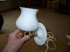Mid Century Hobnail Milk Glass Wall Sconce Light &Hobnail Shade Vtg Tested/Works