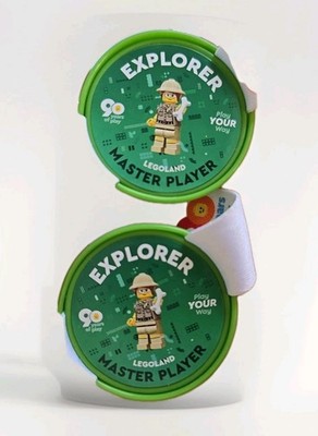 TWO (2) LEGO 90 Years of PLAY LEGOLAND LANYARD with EXPLORER MASTER PLAYER badge