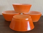 Anchor Hocking Orange Milk Glass Cereal Ice Cream 5" Bowls Vintage Oven Proof
