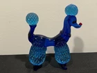 Rare Murano Licio Zanetti blue & turqu Glass Poodle Dog Figure Great Condition