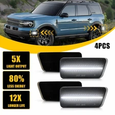 4Pcs White Smoked LED Side Lights Marker For 2021-2023 Ford Bronco Sport