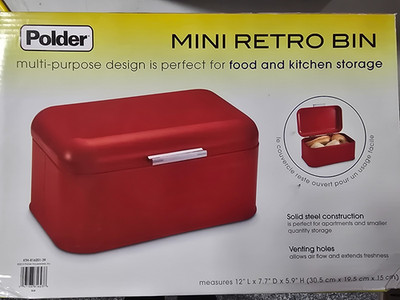 Polder 12'' Red Steel MINI RETRO BIN KTH-816201-39 - New in box