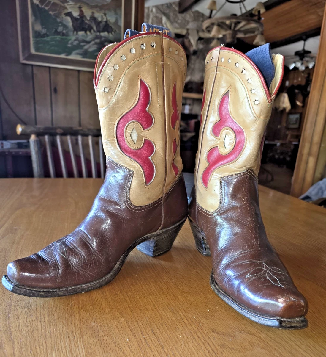 Bottes de cowboy en cuir Acme vintage taille 9 EEE
