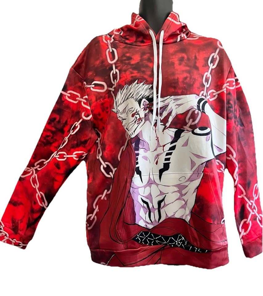 Коллекционная мужская одежда толстовка с капюшоном на шнурке в стиле аниме очень большой размер XL - Изображение 2 из 4