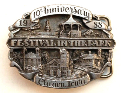 Siskiyou Clarion Iowa Fest In The Park 10th Anniv Belt Buckle 1988 Ltd Ed NOS