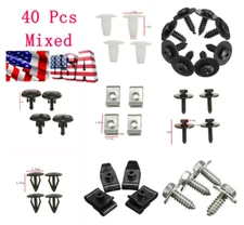40 Pcs SUV Car Mixed Plastic & Metal Trim Clips Fasteners Retainer Screws Rivets