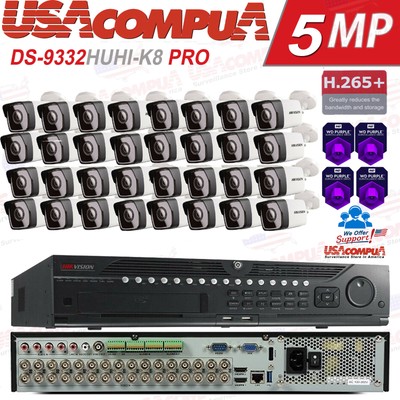 Hikvision 32 CHANNEL DVR 32 CAMERAS  SECURITY SYSTEM KIT 5MP 16TB HARD DISK