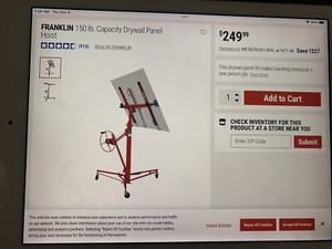12 FT Drywall Lifter Panel Hoist Jack Rolling Caster Construction 150lbs w/Wheel