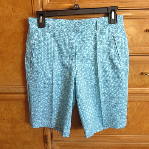 Pantaloncini da golf donna Lady Hagen verde bianco diamanti taglia 2 nuovi con etichette $55 - Foto 1 di 7