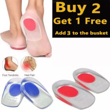 Fast Foot Pain Relief Plantar Fasciitis Gel Heel Support Cushion Insoles Pad UK