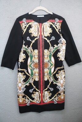 Zara Basic Black Embellished Dress-Size Small-Raw Hem-Glittery-Evening