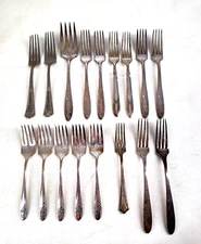 Mixed Lot of 17 Pieces Silverware Flatware Forks Mixed Sizes & Brands