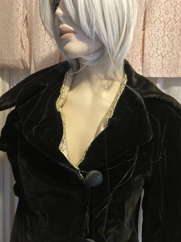 Antique Victorian Black velvet  Jacket coat Large Steampunk 1880 Original - Image 4 of 4