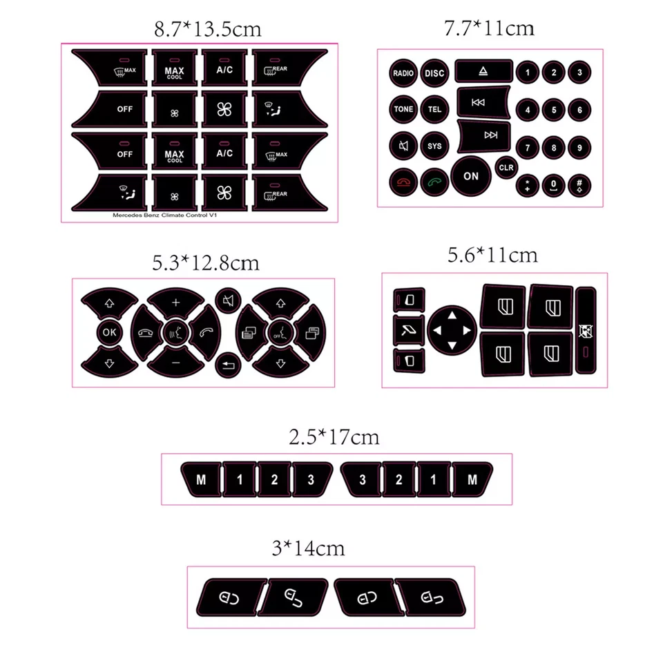 Kit de reparación de botón Pegatina de interruptor de ventana para Mercedes-Benz C200 C250 C300 CLA200 Foto 3 de 4