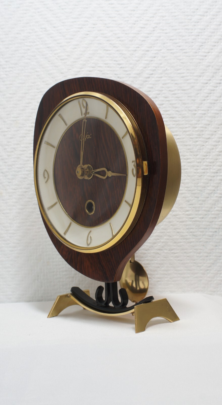 Mid Century Winding Mantel Clock by Orfac, Netherlands and Jaz Alarm