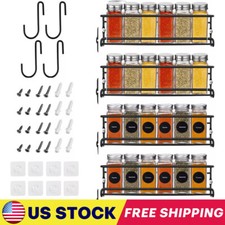 4 Packs Kitchen Spice Rack Organizer Storage Shelf Cabinet Jar Holder Wall Mount