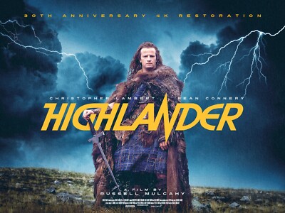 1986 Highlander Movie Poster 11X17 Christopher Lambert Sean Connery  
