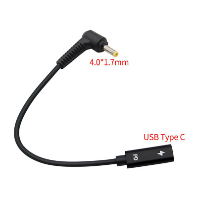 65W PD USB Type C Female to DC 4.0mm x 1.7mm Male Angle Charging Adapter Cable
