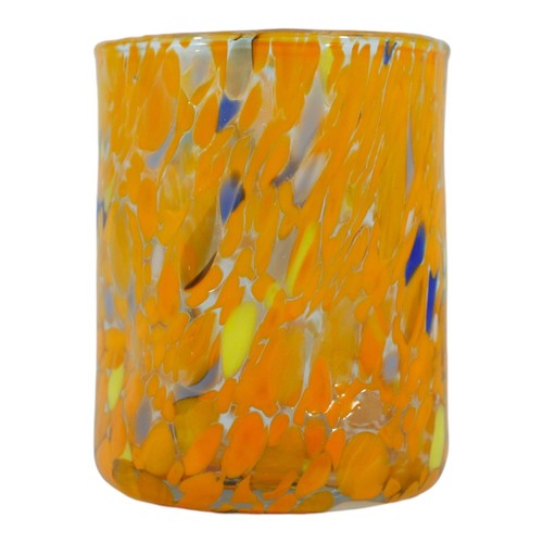 Murano Glass Shot Orange Multi Millefiori Venice Italy Handmade - Picture 2 of 6