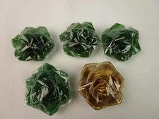 New, Endar 5Pc. Set Rose Floating Candles - 2.5” diameter  Green & Gold