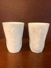Set of  2 Vintage 4.5” Indiana Colony Harvest Grape White Milk Glass Tumblers