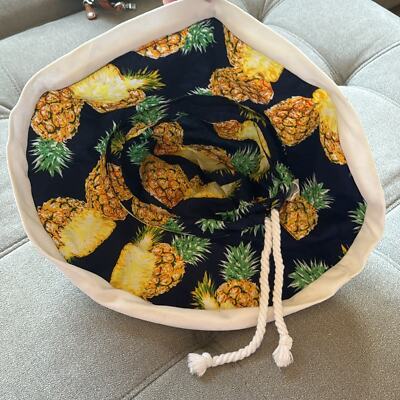 PANAMA JACK Sun Hat Bucket REVERSIBLE Pineapple Print WHITE Drawstring Cotton PANAMA JACK Sun Hat Bucket REVERSIBLE Pineapple Print WHITE  main image 2
