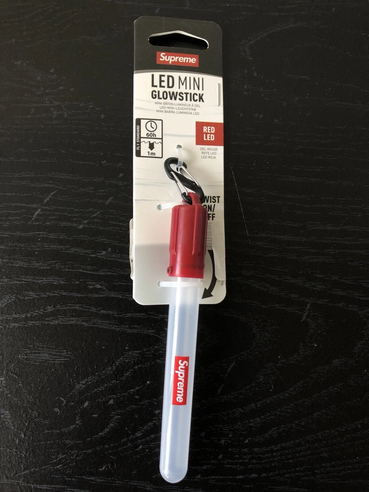 Porte clés Supreme DEL Glowstick Nite Lite neuf rouge SS18