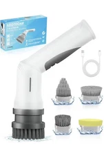 Electric Spin Scrubber 390 RPM Portable Power Scrubber Cordless W/ 4 Heads