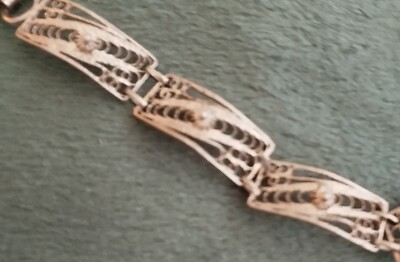 Bracelet Gourmette En Argent Filigrané Ancien - Style 1900 - Occasion