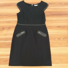 Kenneth Cole Women's Black Sleevess Dress With Zipper Accents Size 4