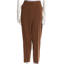 St. John Straight Leg Mid Rise Trouser Pants Press Pleats in Brown Women  s 10