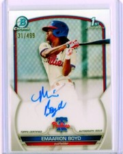 2023 Bowman - Chrome Prospect Autographs Refractor Emaarion Boyd #D /499 Auto RC