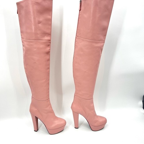 Loriblu pink leather heeled platform over the knee boots 39 - Bild 5 von 15