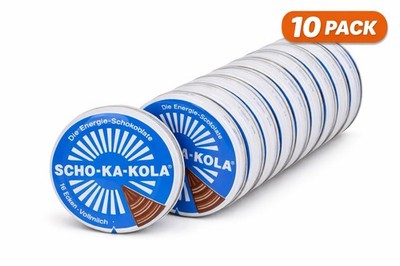 SCHO-KA-KOLA Milk Chocolate natural Caffeine from Cocoa 10 tins x 100g Germany
