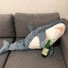 45-60-80CM Giant Blue Shark Plush Pillow Soft Stuffed Ocean Animal Doll Toy Gift