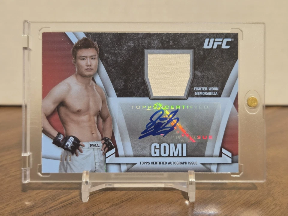 2013 Topps UFC Knockout Takanori Gomi autógrafo reliquia 1/1 alfombrilla paralela KAR-TG  Foto 3 de 4