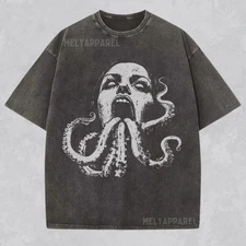Dark Horror Octopus Face Tee – Creepy Tentacle Graphic Vintage Gothic Shirt
