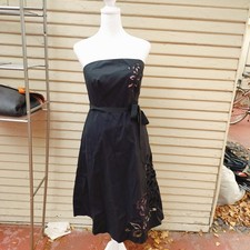 Express Y2K Vintage Strapless Black and Pink Cocktail Party Dress Embroidered