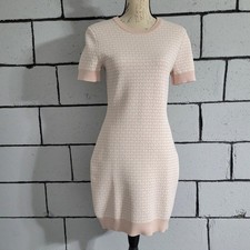 Michael Kors Pink & White MK Logo  Sweater Dress Sz M