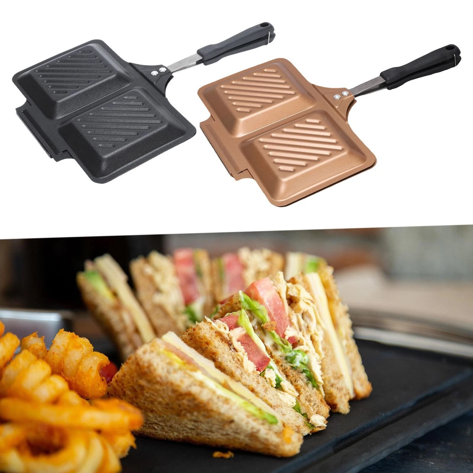 Double Sided Frying Pan Sandwich Maker Easy to Clean Cooking Tool Indoor Pancake