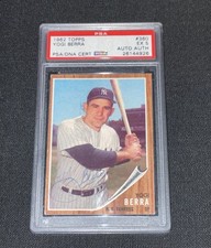 Yogi Berra Signed 1962 Topps Baseball Card PSA 5 Yankees HOF Slabbed