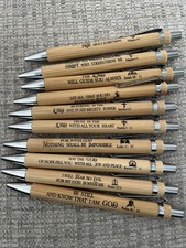 Bible Verse Retractable Wood Pen, 10 Pack, Black Ink, Christian Pens Men Women