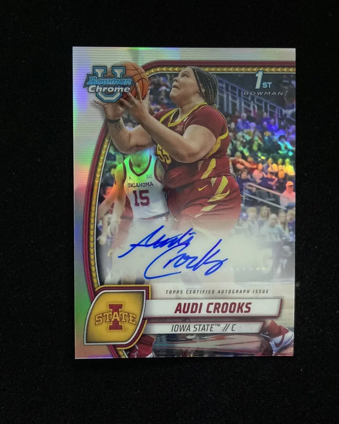2024-25 Bowman University Chrome Prospect 1st AUTO Refractor Audi Crooks KM046